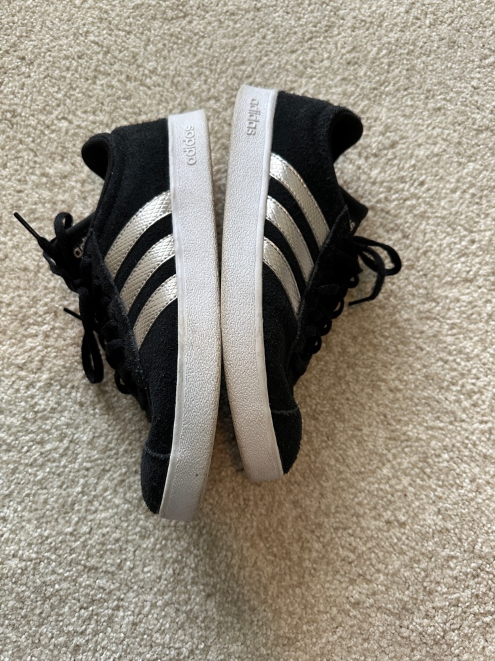 adidas Black Suede Sneakers with Silver Stripes - Picture 4 of 5